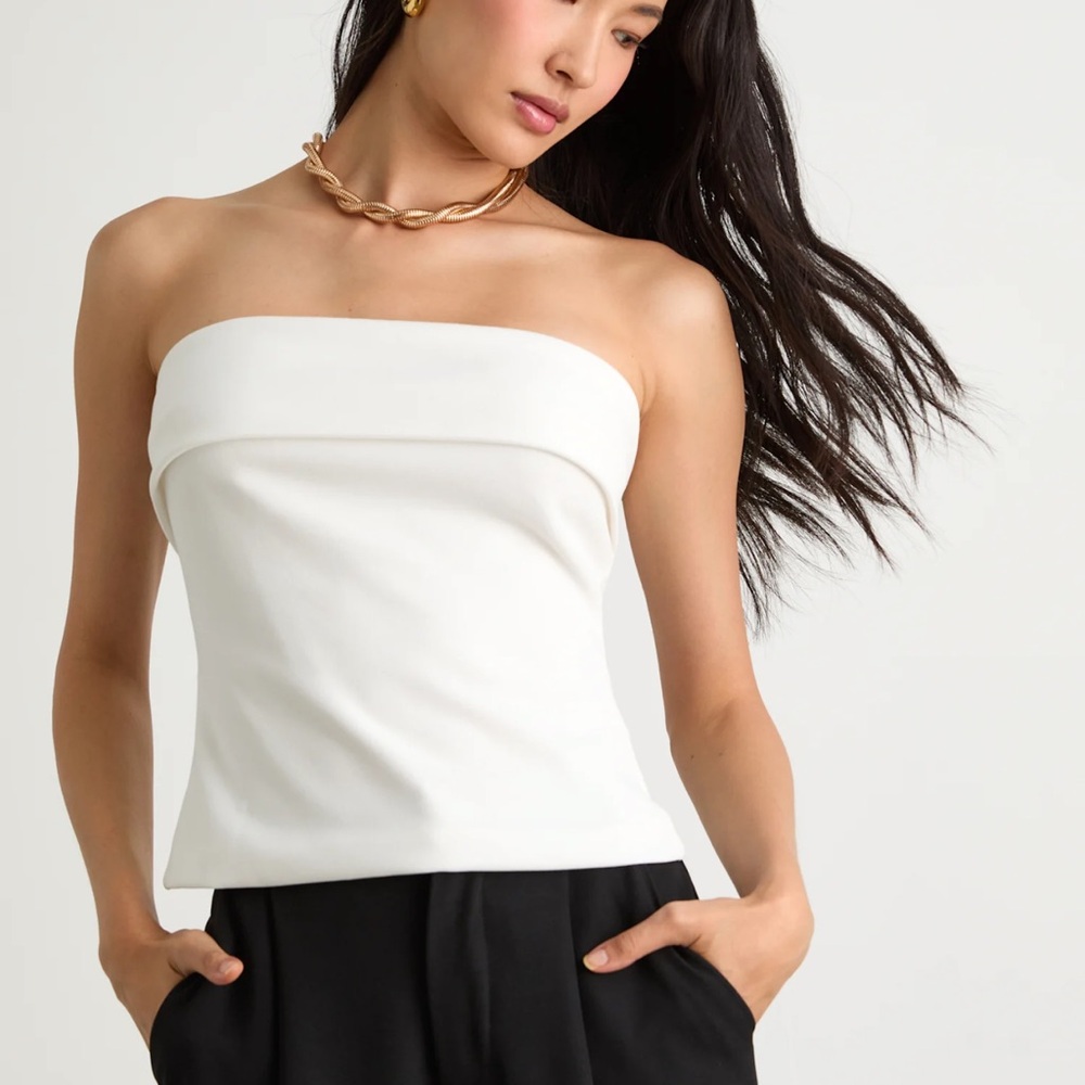 Lulu's White Strapless Blouse